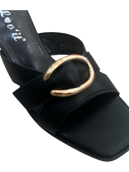 Mules With Thin High Heel In Black Colour