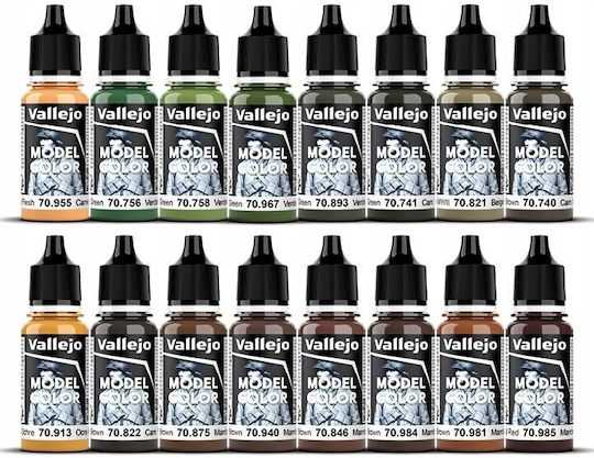 Acrylicos Vallejo WWII Model Making Paints Set 18ml 16pcs