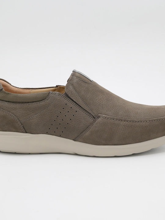 Δερμάτινα Ανδρικά Loafers σε Γκρι Χρώμα