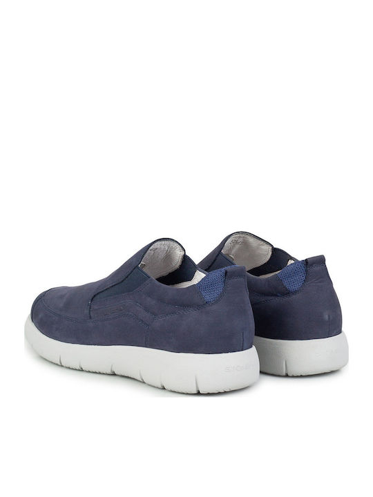 Suede Men's Moccasins in Blue Colour Regular Fit