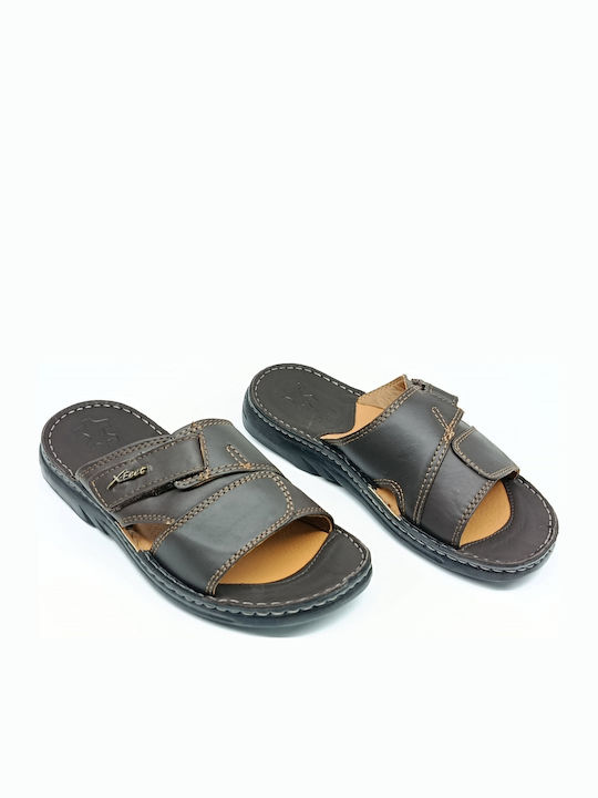 Leather Men's Sandals In Brown Colour