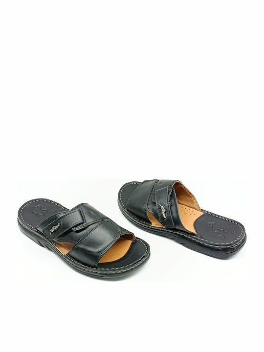 Leather Men's Sandals In Black Color