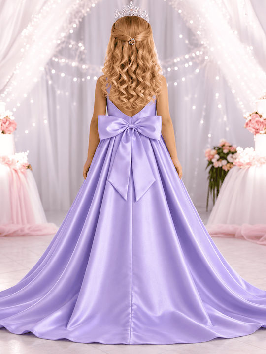 Kinderkleid Ärmellos Satin Flieder