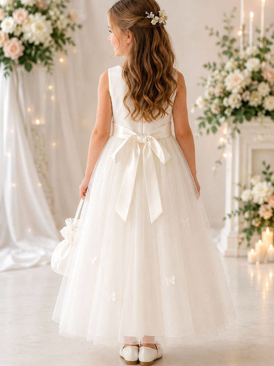 Girls Satin Dress White