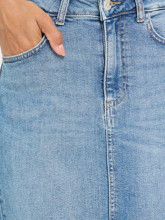 Denim Midi Skirt Medium Blue Denim