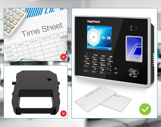 Attendance Time Clock for Access with Fingerprint and Card