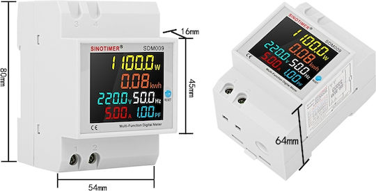 Sinotimer Instrument de Măsură pentru Panou Electric Digital pe Șină Monofazat