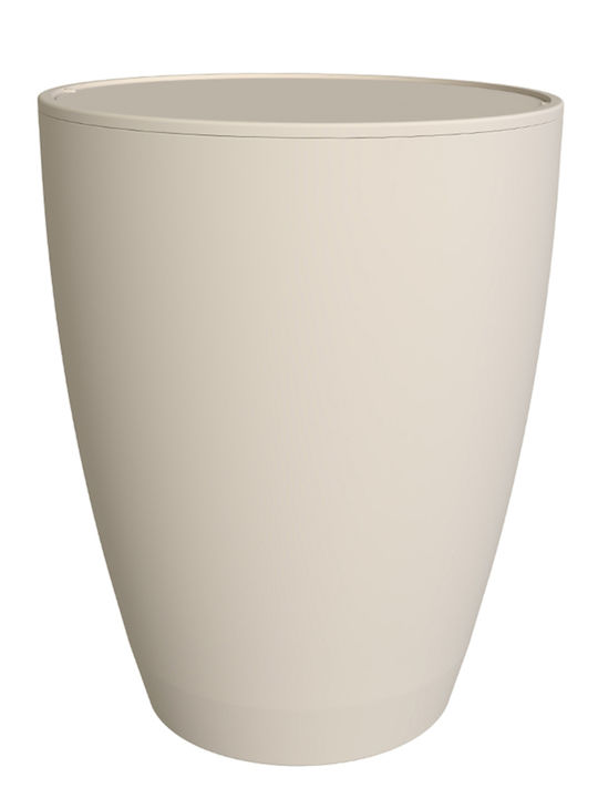 SteweHome Plastic Bathroom Brush and Trash Can Set Beige