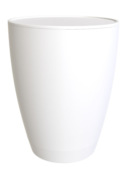 SteweHome Plastic Bathroom Brush and Bin Set White