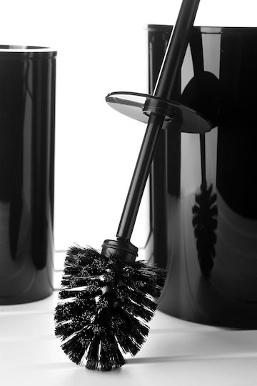 SteweHome Plastic Bathroom Brush and Trash Can Set 6L Black
