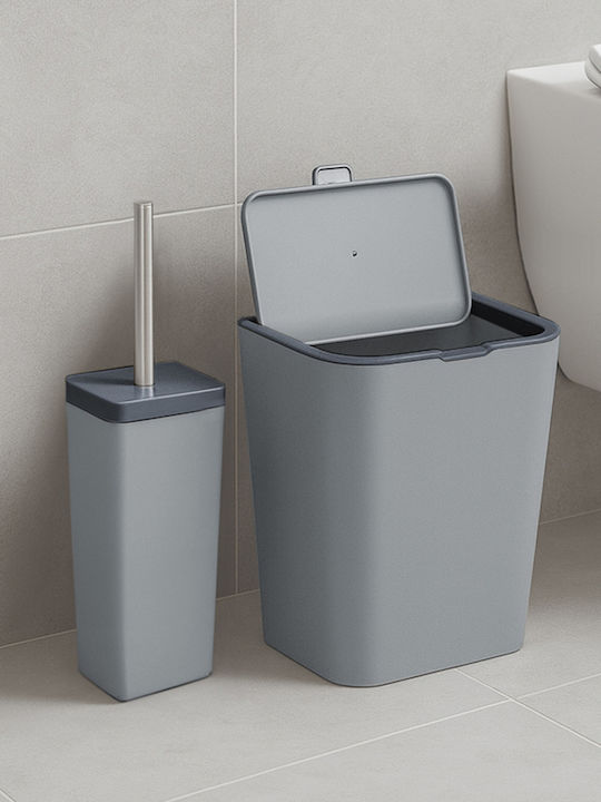 SteweHome Plastic Bathroom Brush and Bin Set 6l Grey