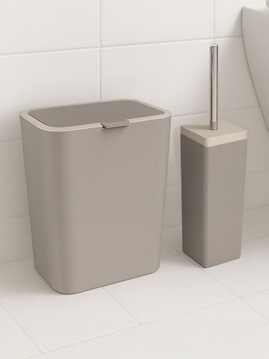 SteweHome Plastic Bathroom Brush and Trash Can Set 6l Beige
