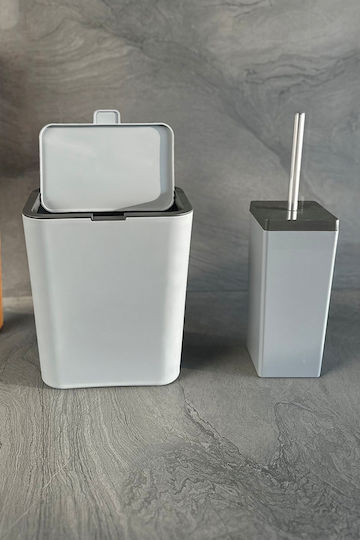 SteweHome Plastic Bathroom Brush and Bin Set 6l Grey