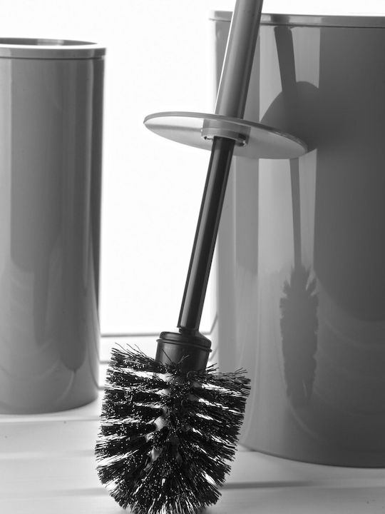 SteweHome Plastic Bathroom Brush and Trash Can Set 6l Grey