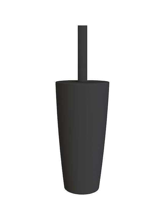 SteweHome Plastic Bathroom Brush and Trash Can Set Black