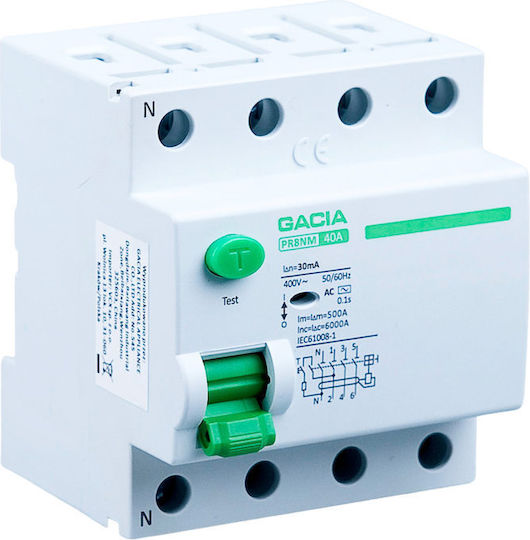Residualstromkreisunterbrecher 6ka 40a 100ma 4p Ac Typ