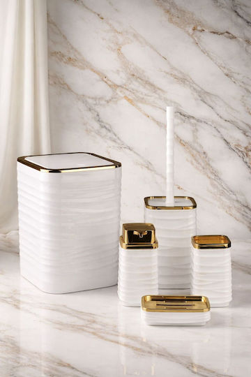 SteweHome Bathroom Accessory Set Plastic White 5 Pieces