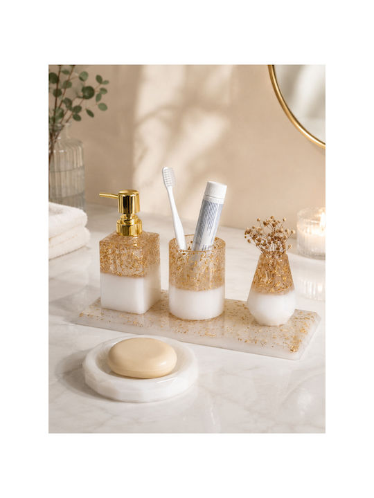SteweHome Set Accesorii Baie Rășină Aurie SteweHome Set Accesorii Baie Rășină Aurie