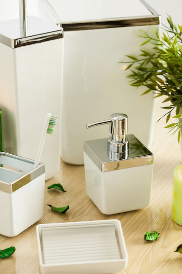 SteweHome Bathroom Accessory Set Plastic White 5 Pieces