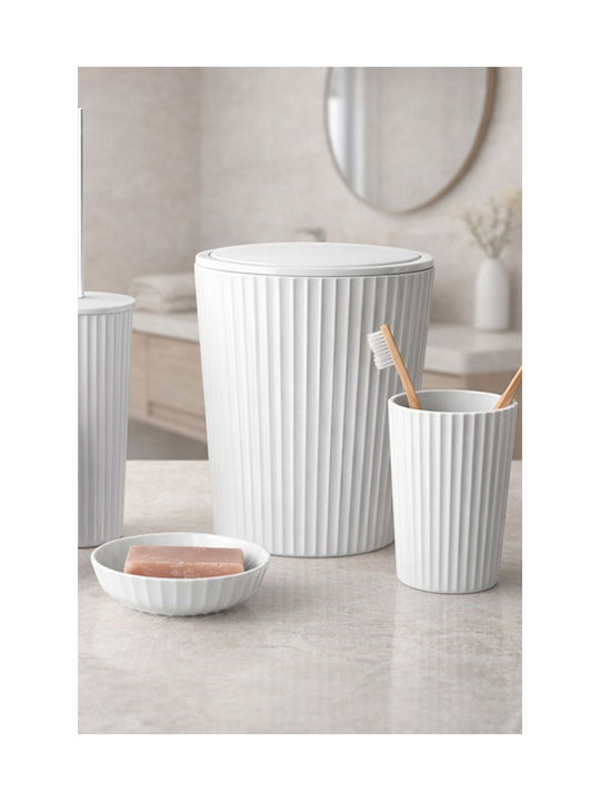 SteweHome Bathroom Accessory Set Plastic White 5 Pieces