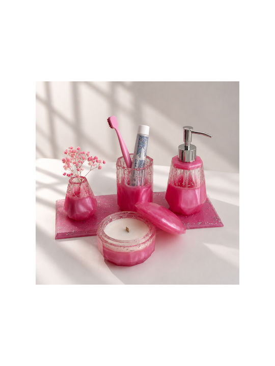 SteweHome Bathroom Accessory Set Resin Pink