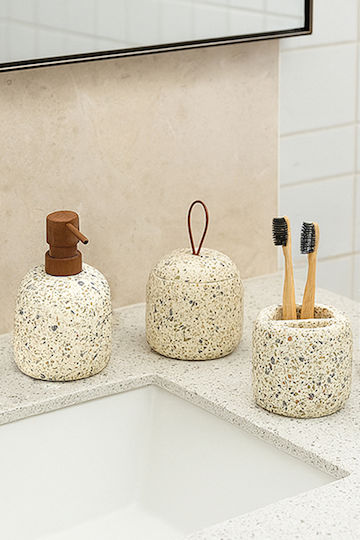 SteweHome Bathroom Accessory Set Plastic Beige 5 Pieces