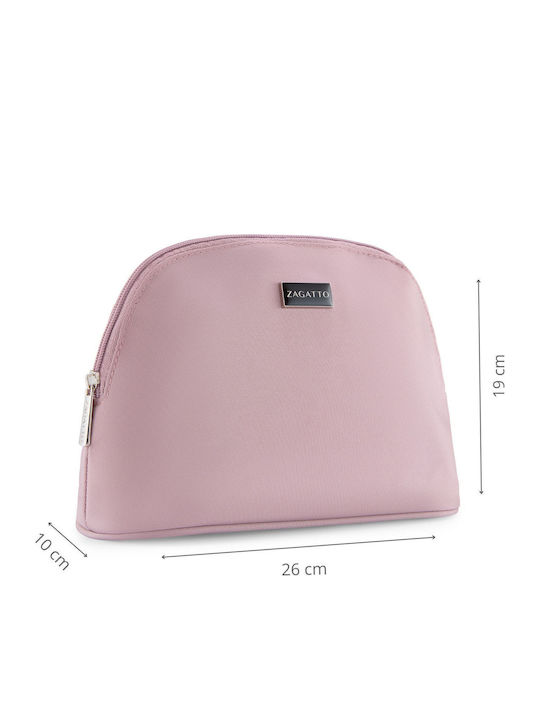 Geantă Cosmetice Zagatto Zg1027 Organizator Machiaj 1 Compartiment Spațios Închidere Cu Fermoar 26x19x10 Cm Ideală Pentru Călătorii Utilizare Zilnică Roz Deschis