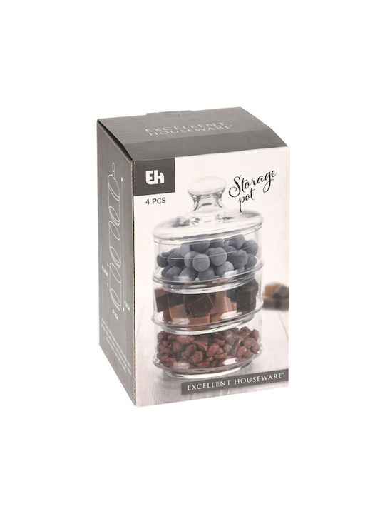 Set of 3 General Use Glass Jars with Lid Transparent 500ml