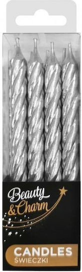 Silver Candles Holders Twisted 12pcs