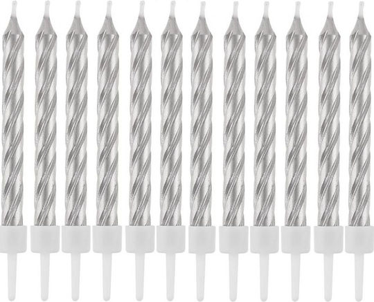 Silver Candles Holders Twisted 12pcs