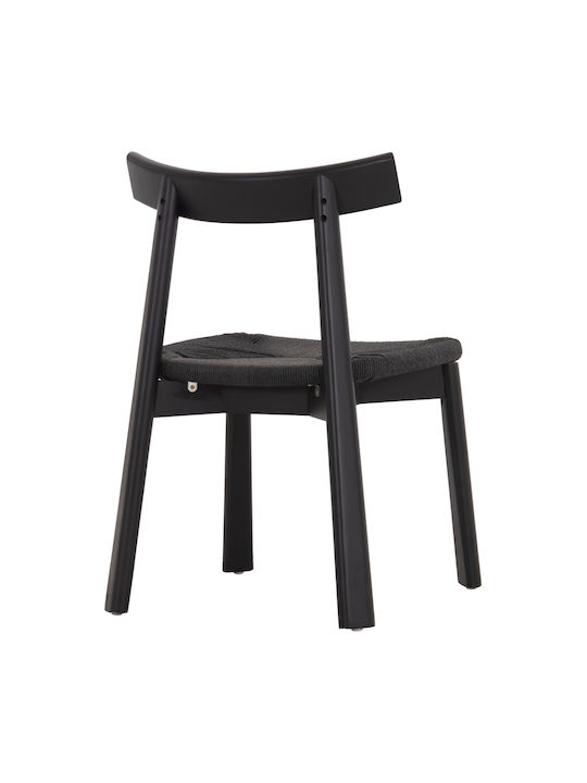 Rubberwood Dining Room Chairs Wooden Black 2pcs 51x55x74cm