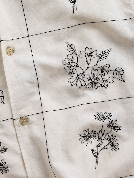 Short Sleeve Shirt Floral Beige