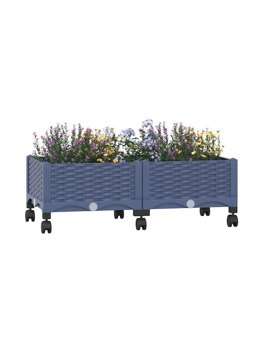 vidaXL Ζαρντινιέρα Πλαστική Μπλε Γκρι 80x40x33εκ.