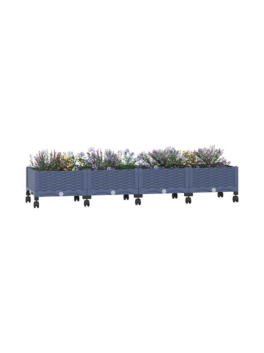 vidaXL Пластмасова Кутия За Саксии Синьо Сиво 160x40x33см