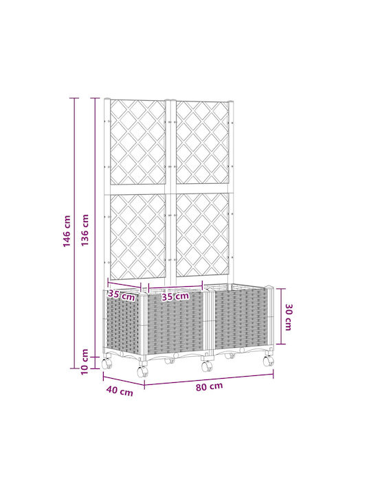 vidaXL Ζαρντινιέρα Πλαστική Μπλε Γκρι 80x40x146εκ.