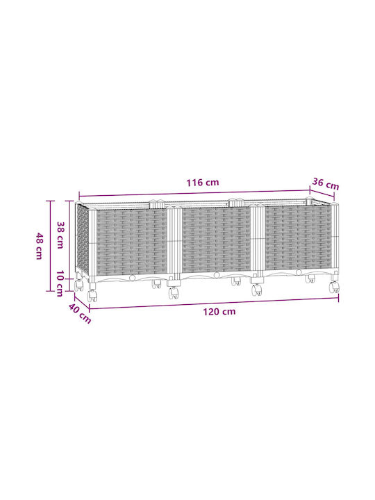vidaXL Ζαρντινιέρα Πλαστική Μπλε Γκρι 120x40x48εκ.