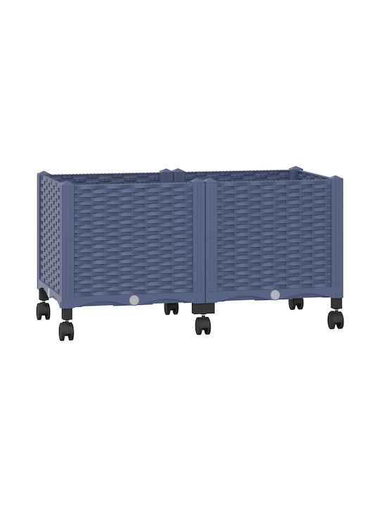 vidaXL Ζαρντινιέρα Πλαστική Μπλε Γκρι 80x40x48εκ.