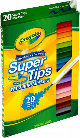 Crayola Μαρκαδόροι Ζωγραφικής Χονδροί, Πλενόμενοι Σετ 12 χρώματα
