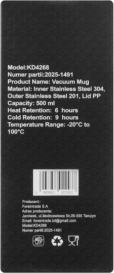 Kraft & Dele Pahar Termos Oțel Inoxidabil 500ml Kd4268