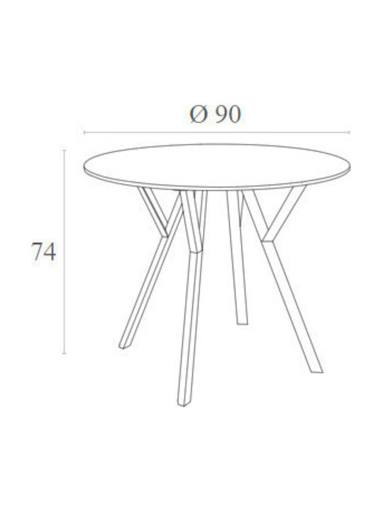 Max Кръгла Маса От Полипропилен Черна 90x90x74см