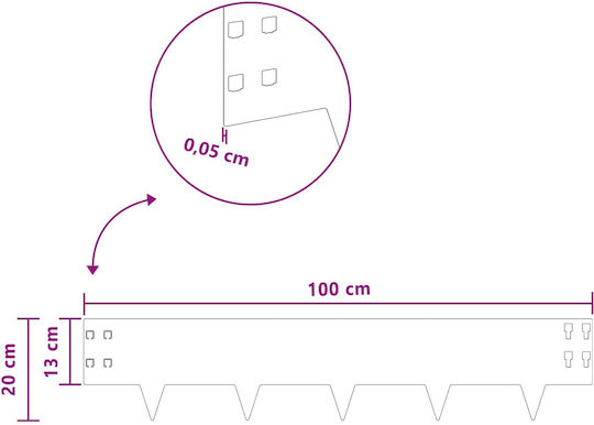 vidaXL Gardă Viu De Grădină Metalică Neagră 1m x 20cm 10 Bucăți