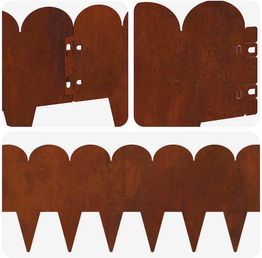 vidaXL Metal Garden Hedge in Brown Color 20cm x 1.03m 10 Pieces