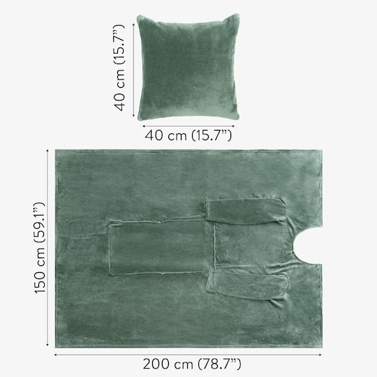 Homelevel Pătură Polar Fleece Cu Mâneci 200x150 cm Verde