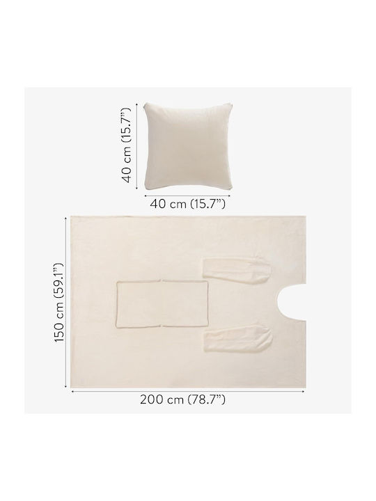 Homelevel Pătură Polar Fleece Cu Mâneci 200x150cm Ecru
