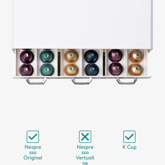 Navaris Suport Pentru Capsule Cafea 96 Capsule Compatibil Nespresso 4 Sertare 34 X 32 X 13 Cm Plastic Crem