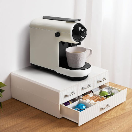 Navaris Suport Pentru Capsule Cafea 96 Capsule Compatibil Nespresso 4 Sertare 34 X 32 X 13 Cm Plastic Crem