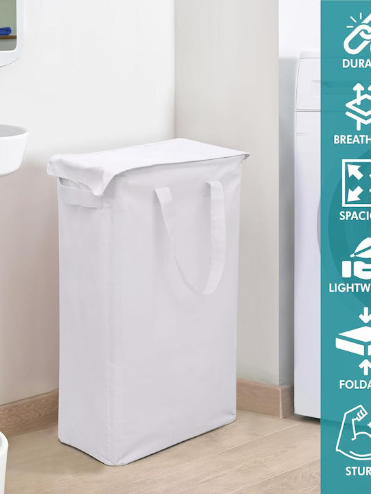 Belle Vous Coș De Rufe Textil Pliabil 58l Cu Capac Alb