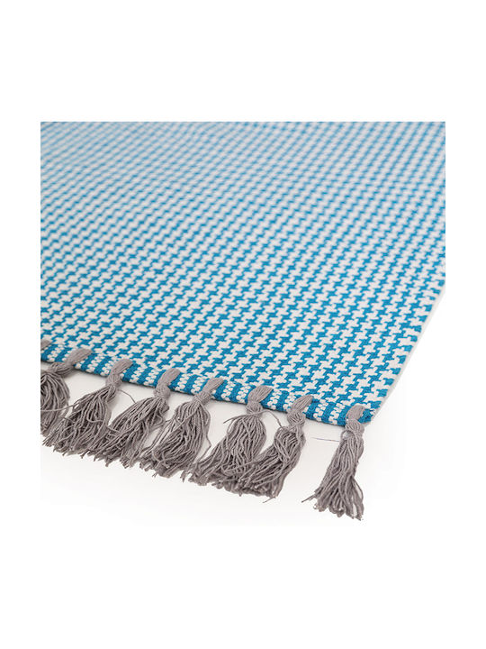 Royal Carpet Houndstooth Килим Правоъгълена Лятно време Памук с крошки Карибско море