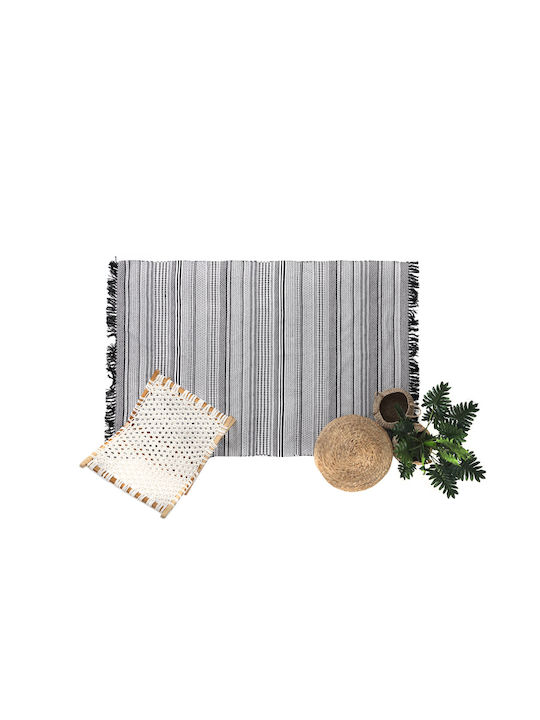 Royal Carpet Samaira Handmade Rug Rectangular Cotton with Fringes Black White