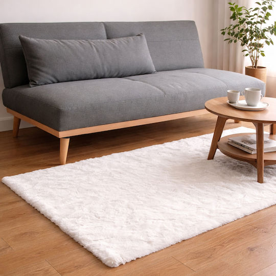 Ravelia Fluffy Non-Slip Furry Runner Rug Ecru 80x200cm